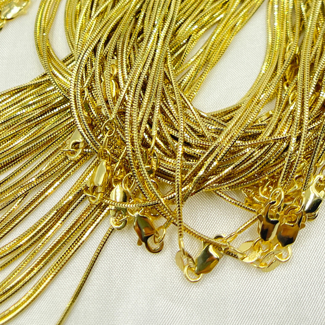 14k Solid Yellow Gold Snake Necklace