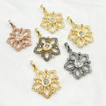 Load image into Gallery viewer, DP218. Diamond Sterling Silver Flower Pendant with Gemstone