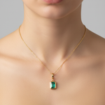 Load image into Gallery viewer, CMZ00366EM6X4. 14K Solid Gold Rectangular-Shaped Emerald Charm