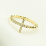 Load image into Gallery viewer, 14K Solid Gold Cross Diamond Ring.
