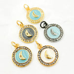 Load image into Gallery viewer, DC227A. Diamond Sterling Silver Round Moon Enamel Charm