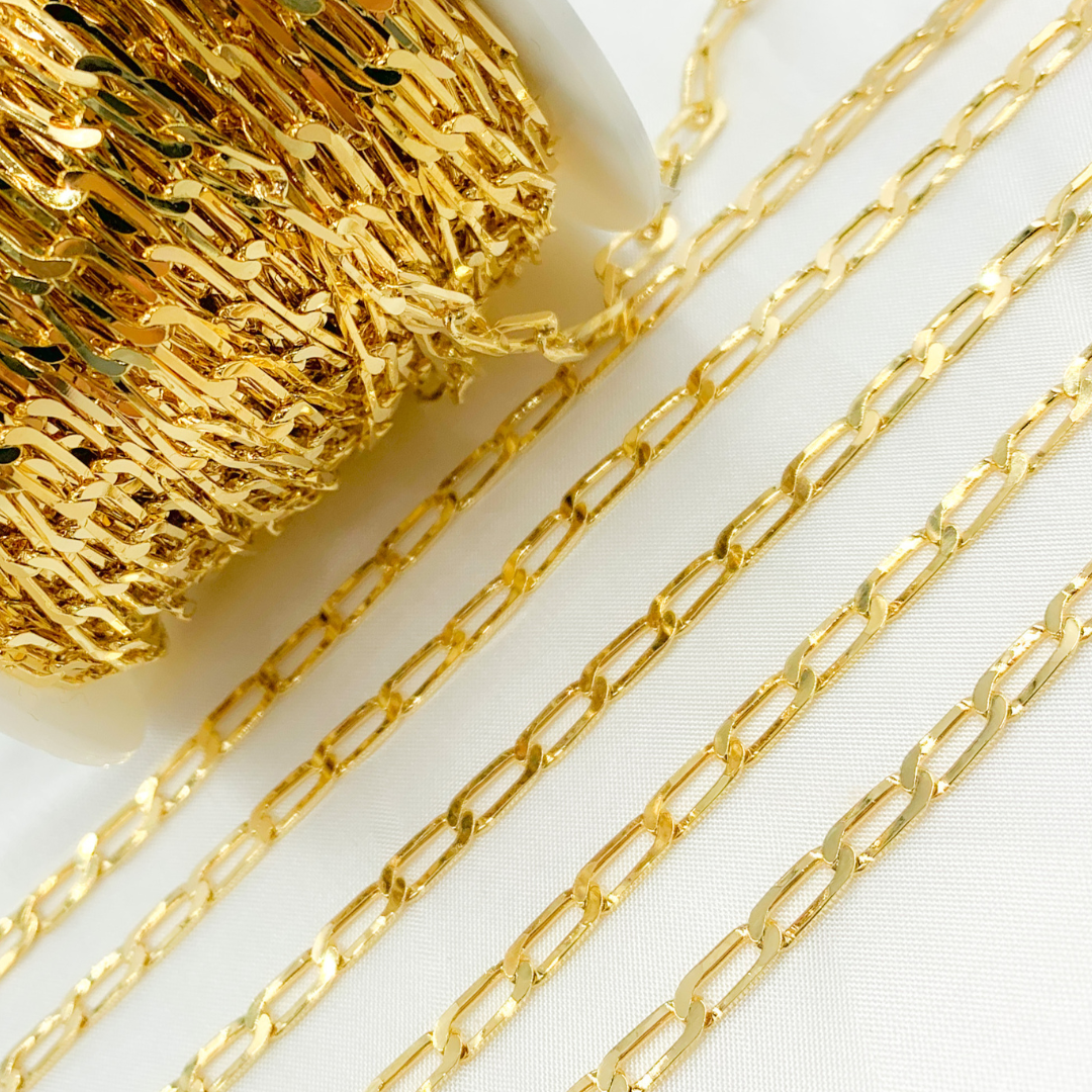 Gold Plated 925 Sterling Silver Ultra Flat Paperclip Chain. Z60GP