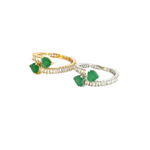 Load image into Gallery viewer, 14K Solid Gold Diamond & Emerald Double Line Heart Ring.