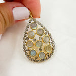 Load image into Gallery viewer, DSP03. Diamond Sterling Silver Tear Drop Shape Pendant with Gemstone