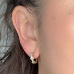 Load image into Gallery viewer, EHG57033. 14k Solid Gold Diamond Baguette Hoops