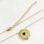 Load image into Gallery viewer, CN96235EM4. 14k Solid Gold Emerald Heart and Diamond Necklace