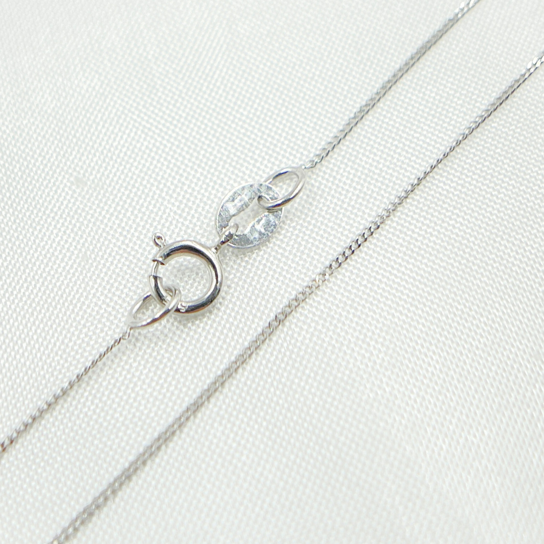 14k Solid White Gold Curb Necklace. 020GT2WG