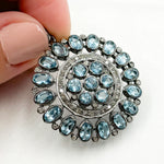 Load image into Gallery viewer, DSP039. Diamond Sterling Silver Round Flower Pendant with Gemstone