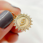 Load image into Gallery viewer, 14k Solid Gold Diamond Circle Eye Charm. GDP344