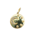 Load image into Gallery viewer, KG32. 14K Solid Gold with Diamonds Circle Shape with Moon & Stars Charm