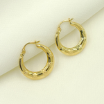 Load image into Gallery viewer, GER147. 14K Gold Chunky Flower Engraved Hollow Hoop