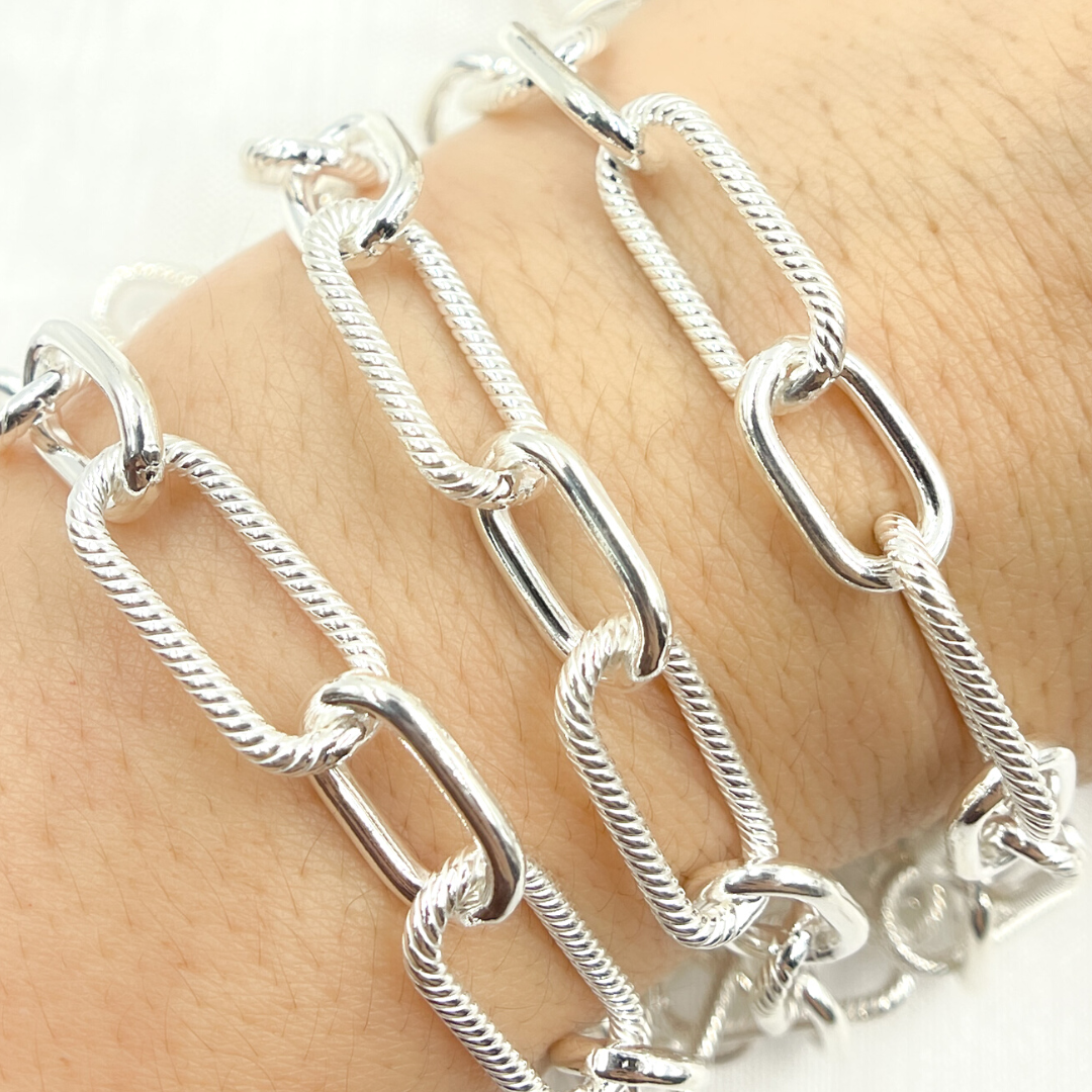 925 Sterling Silver Paperclip Chain. V147SS