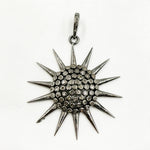 Load image into Gallery viewer, DP070. Diamond Sterling Silver Sun Pendant