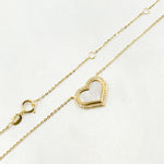 Load image into Gallery viewer, BR404085. 14K Solid Gold Diamond and Mother of Pearl Heart Necklace