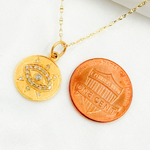 Load image into Gallery viewer, 14K Solid Gold Diamond Evil Eye Charm. GDP187