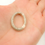 Load image into Gallery viewer, Diamond Sterling Silver Oval Hinge Clasp