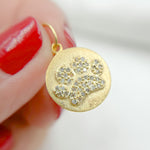 Load image into Gallery viewer, GDP501. 14K Solid Gold Diamond Paw Round Charm