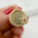 Load image into Gallery viewer, 14K Solid Gold Circle Flower Diamonds & Gemstone. KG166