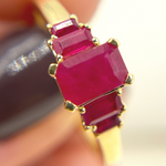 Load image into Gallery viewer, 14K Solid Yellow Gold Ruby Cluster Ring.