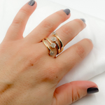 Load image into Gallery viewer, 14k Solid Gold Spiral Diamond Flowers Ring.