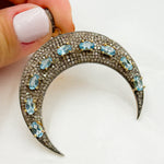 Load image into Gallery viewer, DP106. Diamond Sterling Silver Moon Shape Pendant with Gemstone