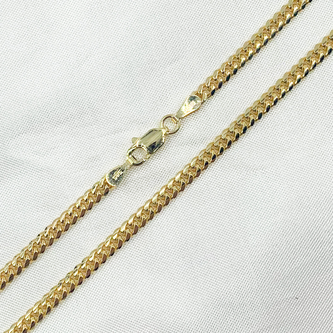 14K Solid Yellow Gold Flat Curb Necklace