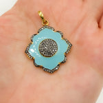 Load image into Gallery viewer, DP520. Diamond & Sterling SilverFlower Enamel Pendant