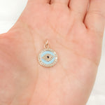 Load image into Gallery viewer, Diamond Sterling Silver Round Eye Enamel Charm with Gemstone