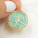 Load image into Gallery viewer, Buy Silver Round Scorpio Zodiac Enamel Pendant