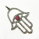 Load image into Gallery viewer, DP046. Diamond Sterling Silver Hamsa & Evil Eye Pendant