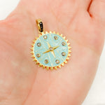 Load image into Gallery viewer, Sterling Silver Round Star Enamel Pendant