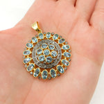 Load image into Gallery viewer, DSP039. Diamond Sterling Silver Round Flower Pendant with Gemstone