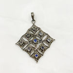 Load image into Gallery viewer, DP168. Diamond Sterling Silver Rhombus Shape Pendant with Gemstone