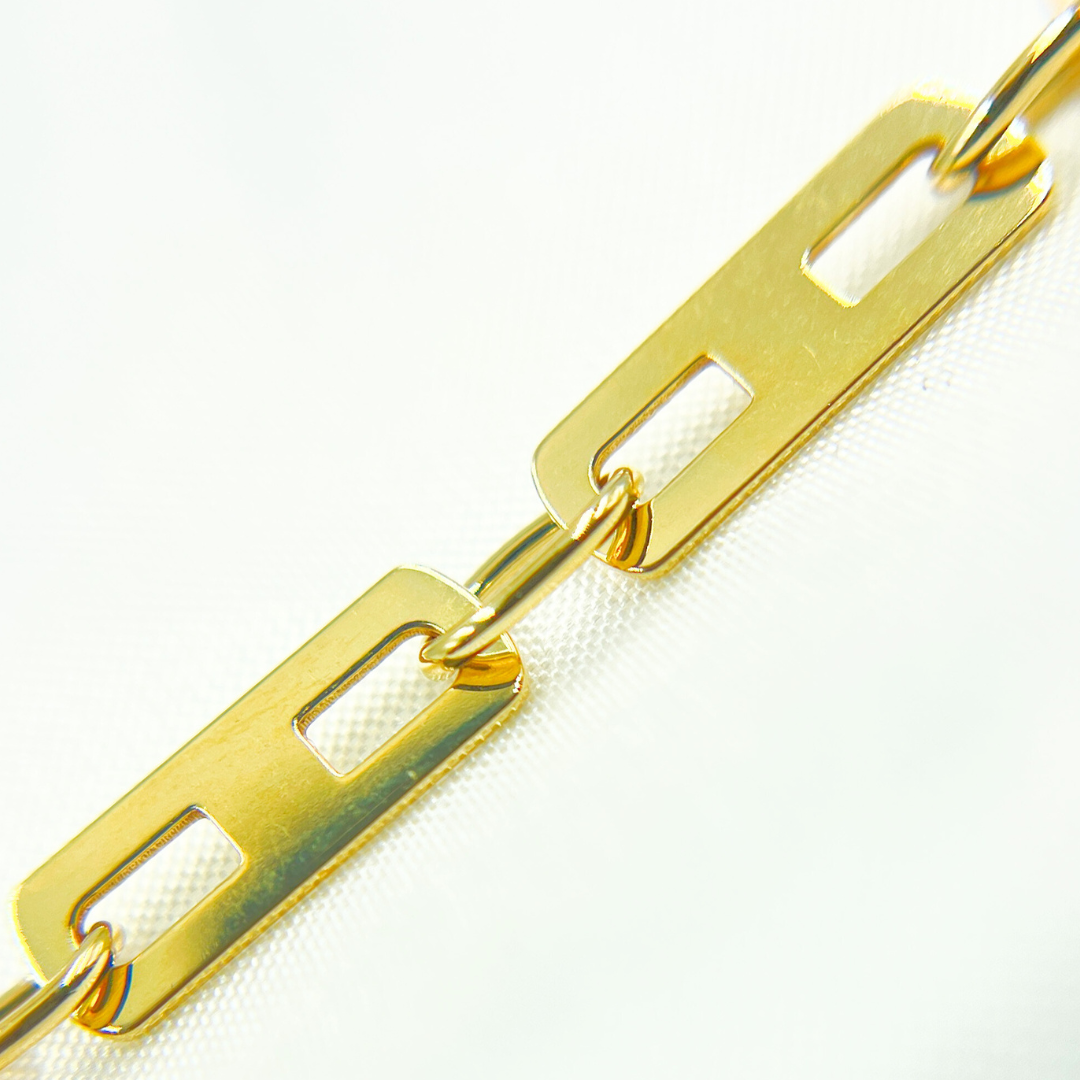 14k Solid Yellow Gold Mirror Flat Rectangle Link Chain