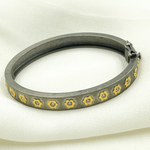 Load image into Gallery viewer, KSG12. 14K Gold and Black Rhodium Sterling Silver Pave Diamond Bangle