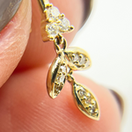 Load image into Gallery viewer, EFB51706. 14k Solid Yellow Gold Diamond Dangle Leaves Earrings