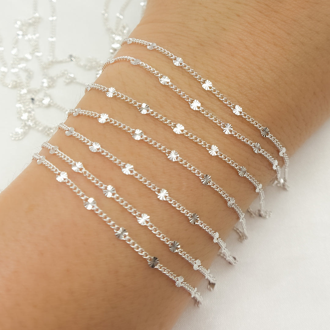 Sterling Silver Curb and Diamond Cut Marina Link Chain