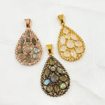 Load image into Gallery viewer, DSP043. Diamond Sterling Silver Drop Pendant with Gemstones