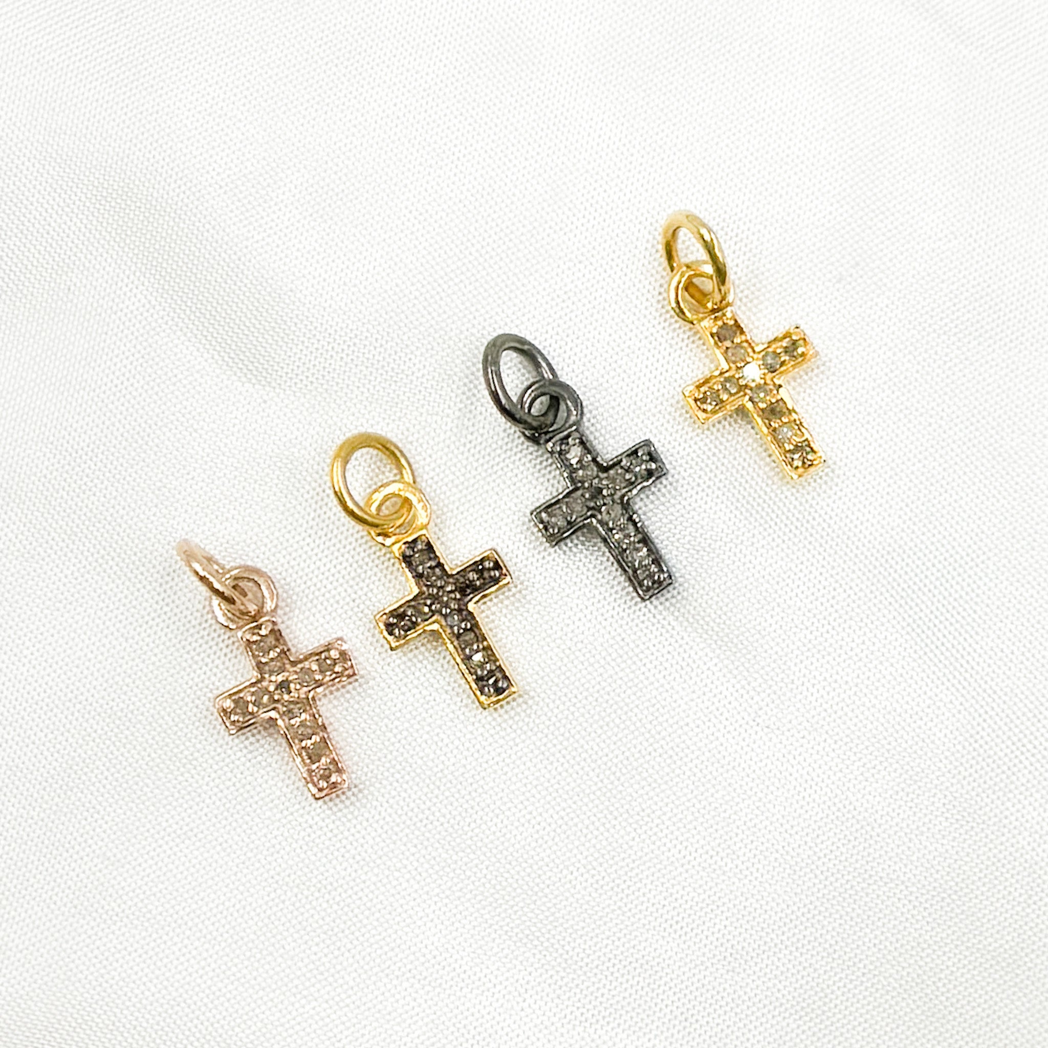 Diamond Sterling Silver Cross Charm