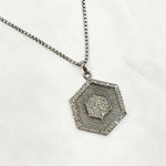 Load image into Gallery viewer, DP410. Diamond Sterling Silver Hexagon Pendant