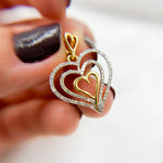 Load image into Gallery viewer, 14K Solid Gold Diamond Four Hearts Charm. EJP1486