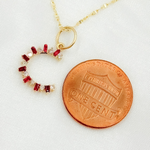 Load image into Gallery viewer, 14K Solid Gold Moon Charm with Diamond and Gemstones