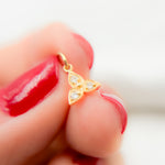 Load image into Gallery viewer, 14K Solid Gold Three Petal Flower with Diamonds. GDP402