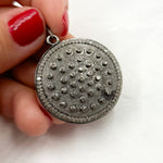 Load image into Gallery viewer, DP406. Diamond Sterling Silver Round Pendant
