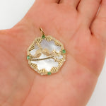 Load image into Gallery viewer, Gold Octagon Birds Pendant