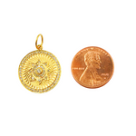 Load image into Gallery viewer, 14K Solid Gold Charm Circle Pendant with Diamonds. GDP256