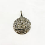 Load image into Gallery viewer, DP353. Diamond & Sterling Silver Round Lotus Pendant