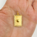 Load image into Gallery viewer, 14K Solid Gold with Diamonds Rectangle Shape Sun Charm. GDP114