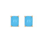 Load image into Gallery viewer, CE96806TQ8X6. 14K Solid Yellow Gold Turquoise Rectangle Stud Earring