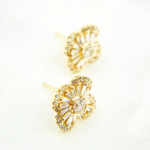 Load image into Gallery viewer, EFI51229. 14k Solid Yellow Gold Diamond Flower Studs